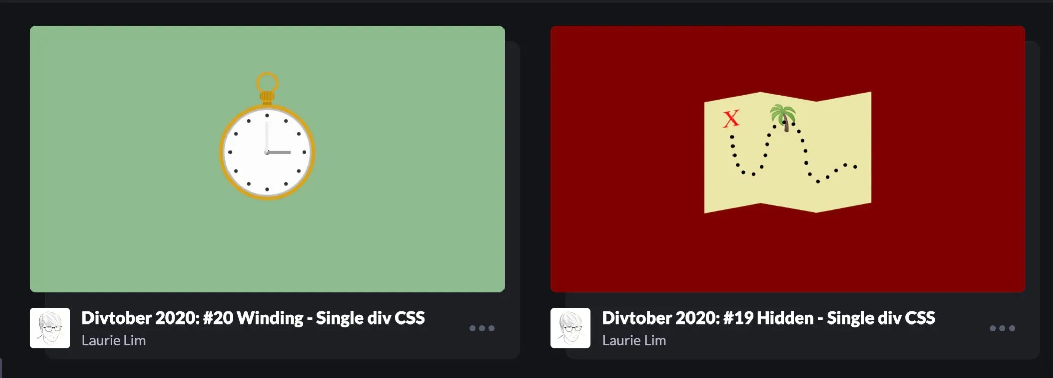 Screenshot of my first CSS drawings